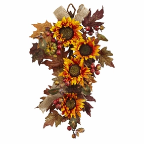 24" SUNFLOWER/ BERRY TEARDROP Faux Florals cheap bouquet decor