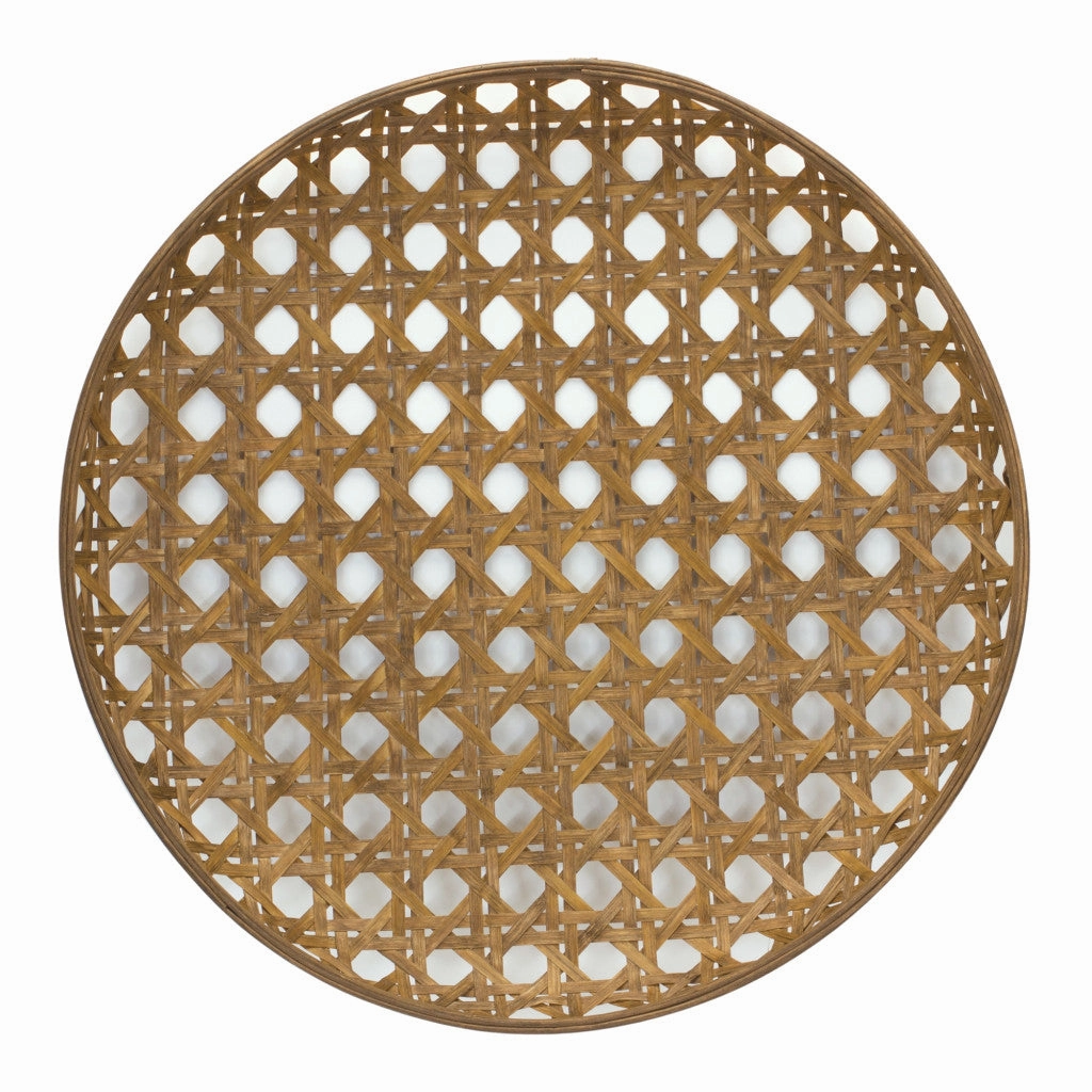 26" Brown Bamboo Weave Round Wood Tray Cooking Tools & Accessories outlet tools