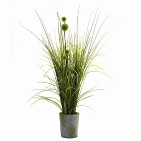 26" Grass & Dandelion w/Cement Planter Faux Florals floral decor outlet