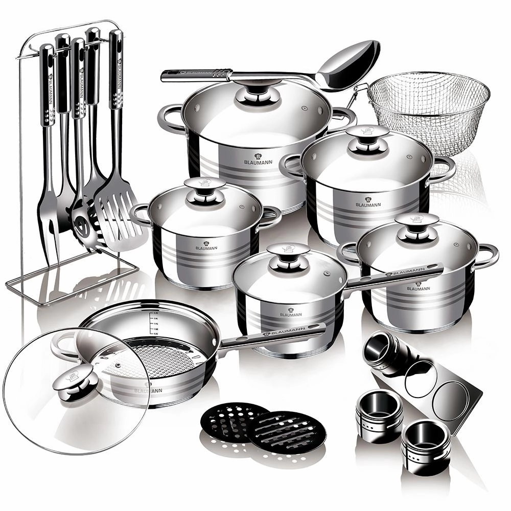 27-Piece Jumbo Stainless Steel Cookware Set Blauman Collection Cookware holiday sale