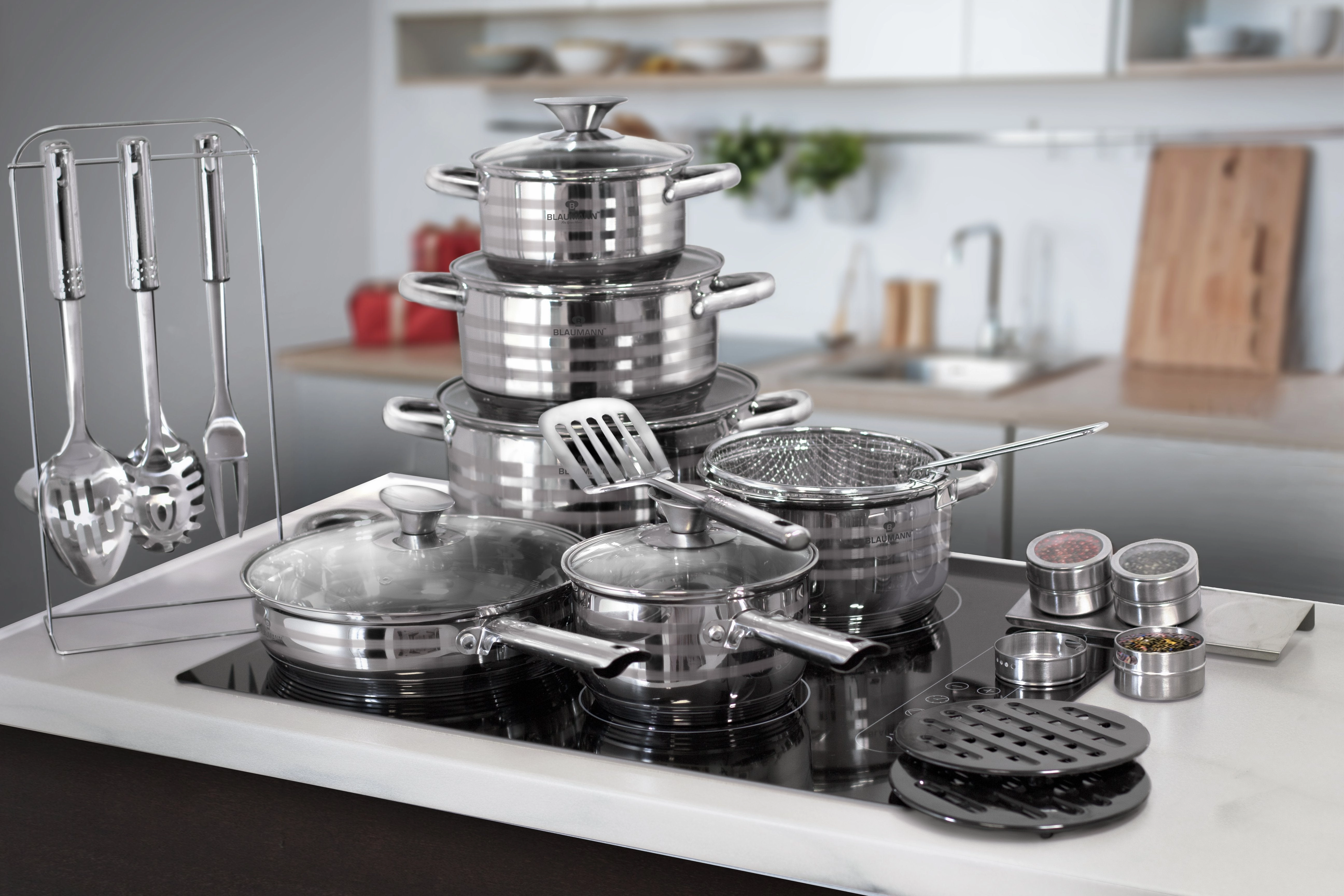 27-Piece Jumbo Stainless Steel Cookware Set Blauman Collection