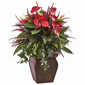 28" Anthurium Mixed Plant with Planter Faux Florals online special