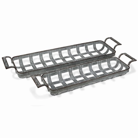 29" Gray Rectangular Metal Handmade Tray With Handles Cooking Tools & Accessories outlet tools