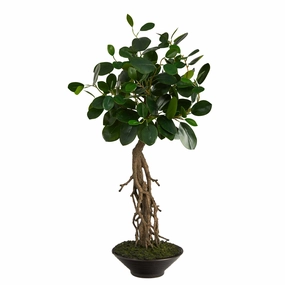 2' Ficus Bonsai Artificial Tree in Decorative Planter Faux Florals floral decor outlet