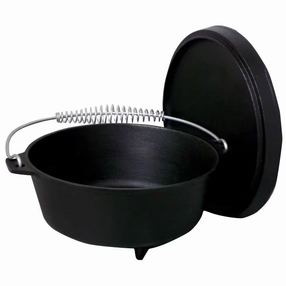 2-Gallon Seasoned Cast Iron Dutch Oven with Lid and Spiral Metal Handle Cookware online kitchen sale