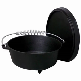 2-Gallon Seasoned Cast Iron Dutch Oven with Lid and Spiral Metal Handle Cookware online kitchen sale