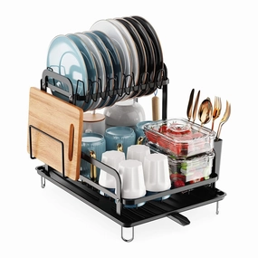 2-Tier Kitchen Dish Drying Rack with Detachable Drainboard Cooking Tools & Accessories clearance kits