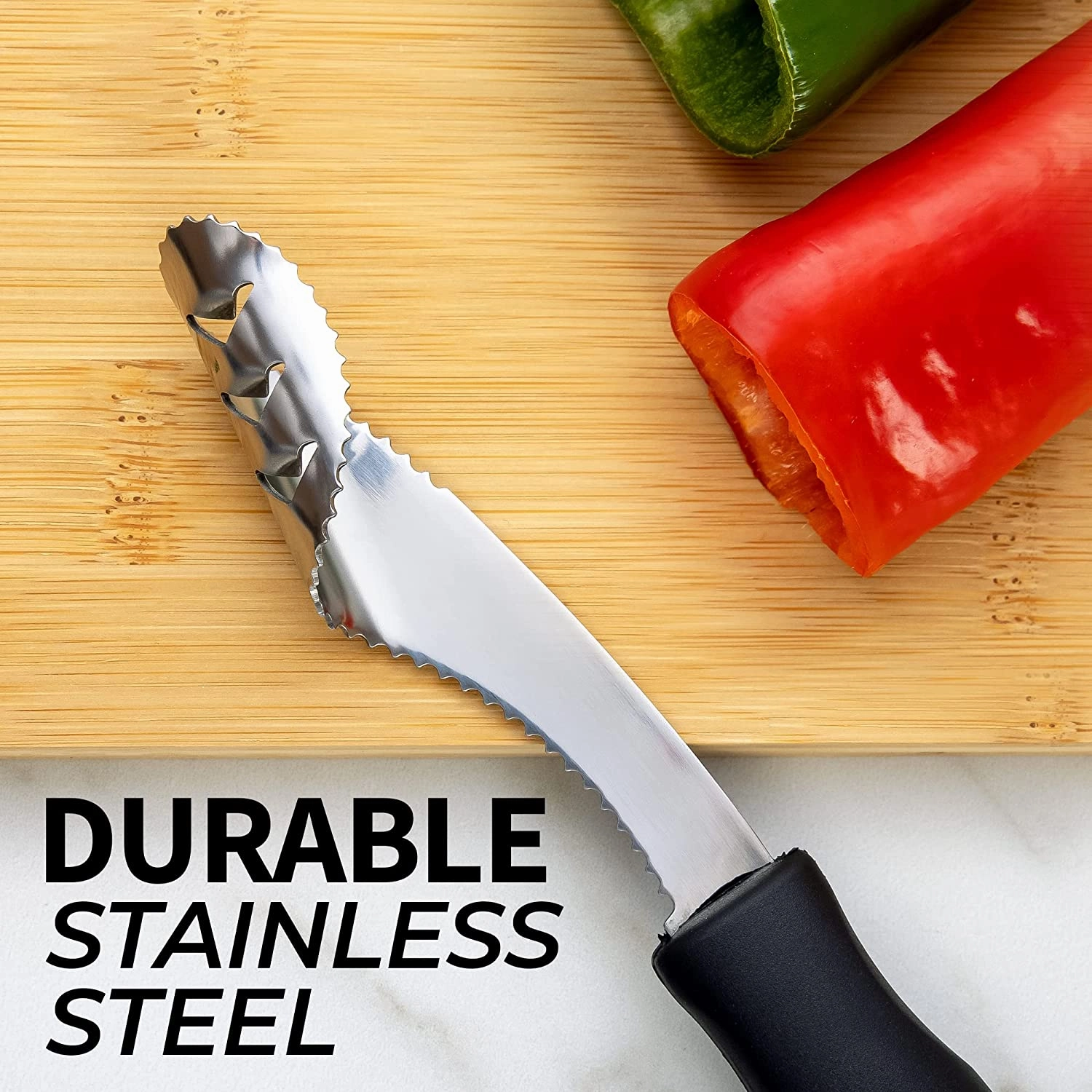 2in1 Jalapeno Corer Tool - Stainless Steel Pepper Seed Remover Tool