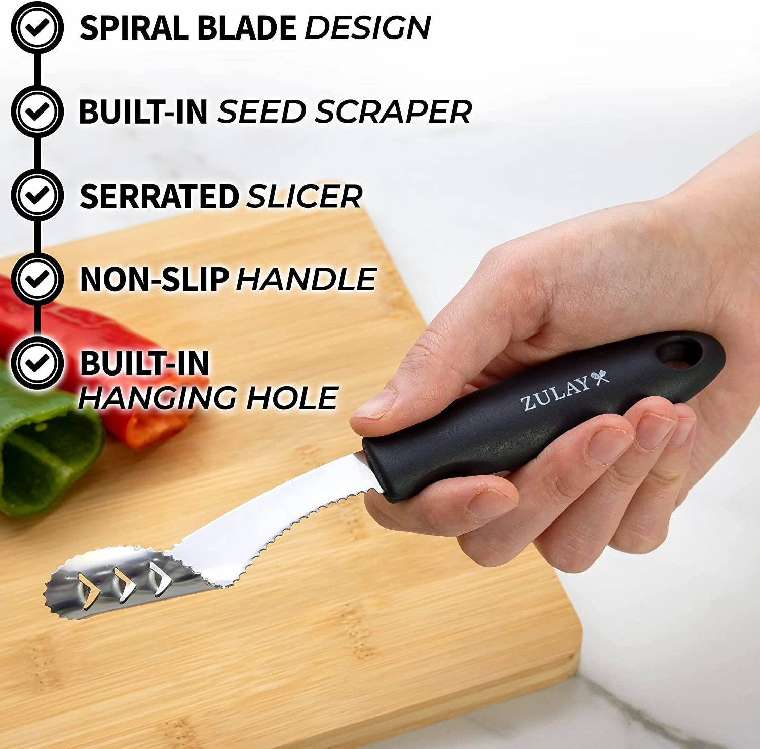 2in1 Jalapeno Corer Tool - Stainless Steel Pepper Seed Remover Tool