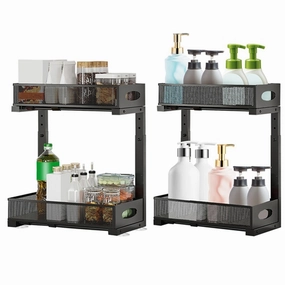 2Pcs Under Sink Organizer 2 Tier Pull Out Baskets Cooking Tools & Accessories clearance kits