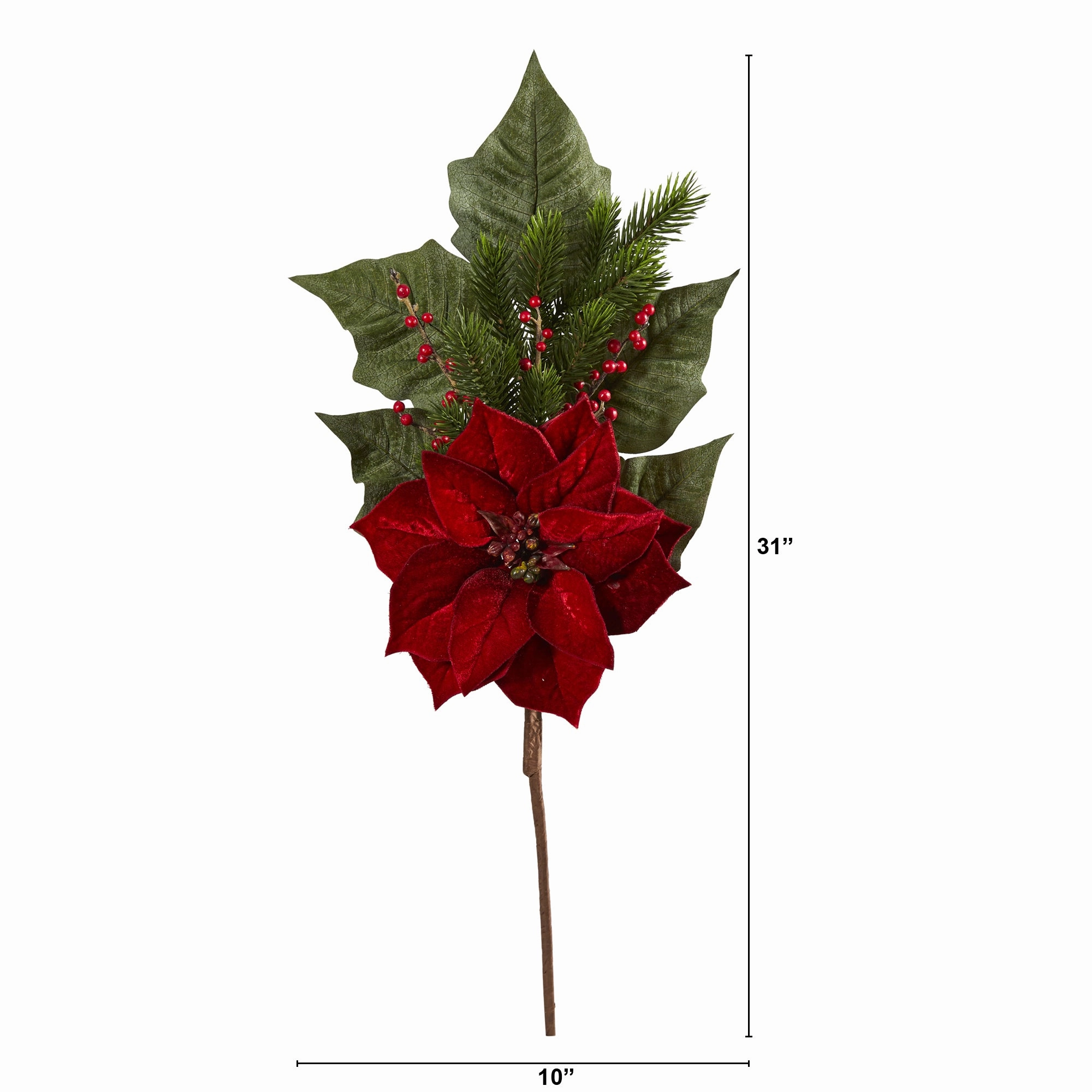 31" Poinsettia Berries and Pine Flower Bundle (Set of 3)