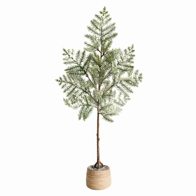 35'' Frosted Pine Christmas Tree in Decorative Planter Faux Florals floral decor outlet