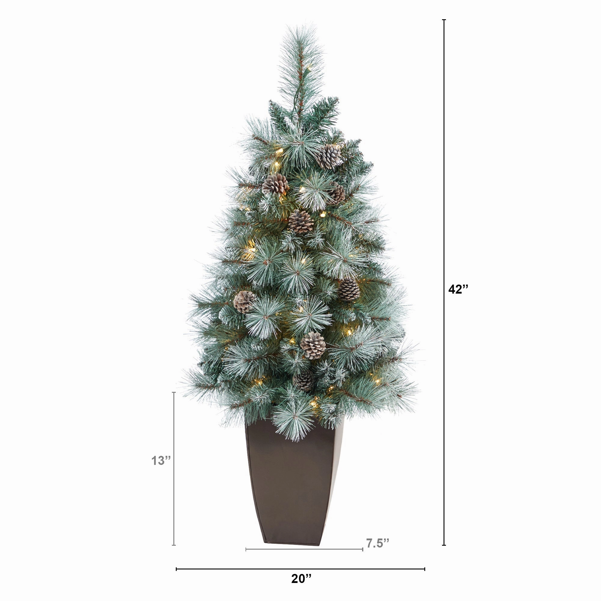 3.5' Brit Columbia Pine Xmas Tree w/50 Lights in Planter