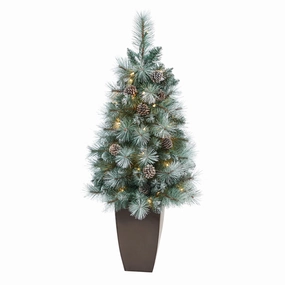 3.5' Brit Columbia Pine Xmas Tree w/50 Lights in Planter Faux Florals floral decor outlet
