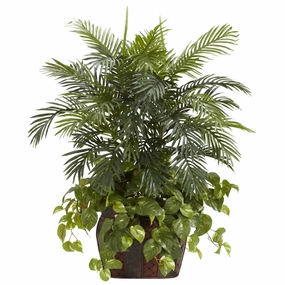 3.5' Double Areca w/Vase & Pothos Faux Florals best price deals