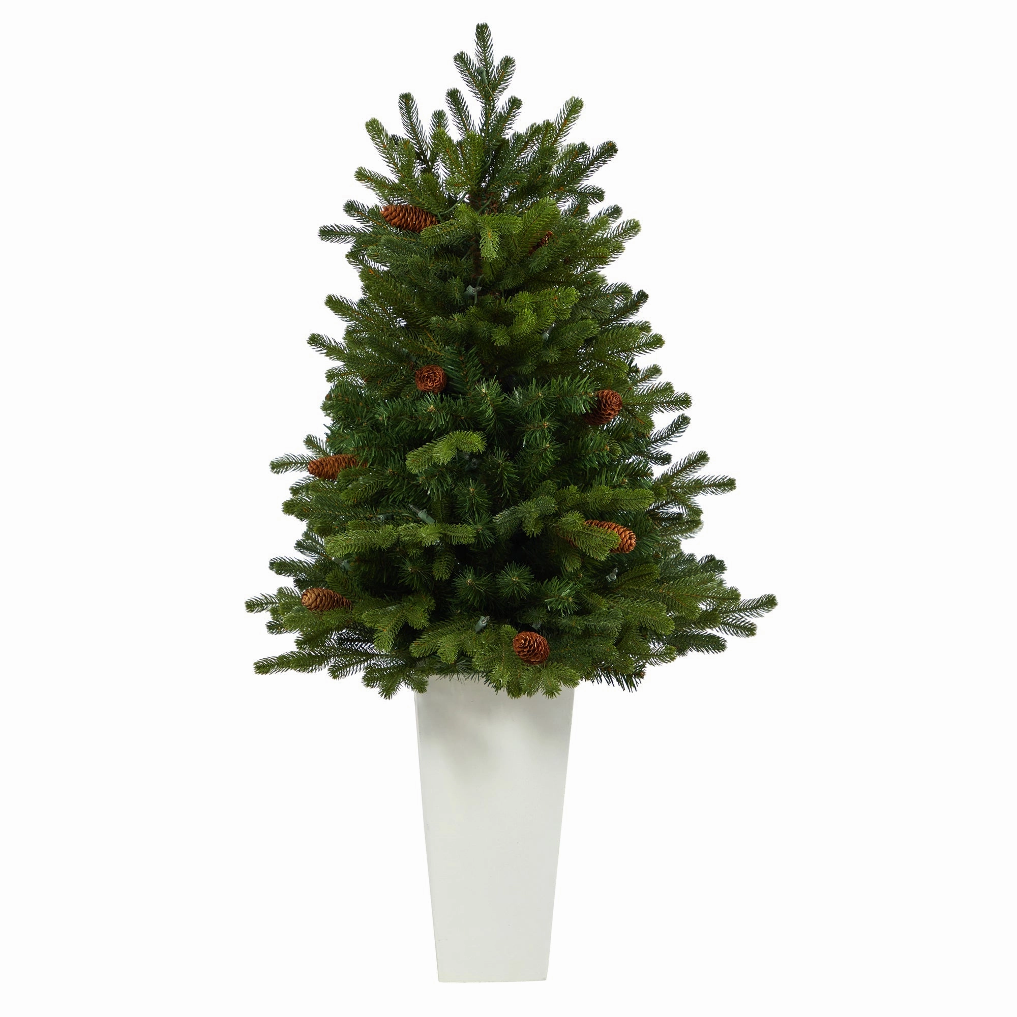 3'.5 Yukon Fir Xmas Tree w/50 Clear Lights in White Planter
