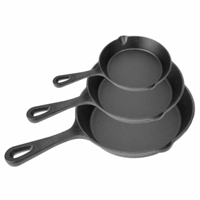 3-Piece Pre-Seasoned Cast Iron Skillet Set Non-Stick Oven Safe Cooking Tools & Accessories clearance kits
