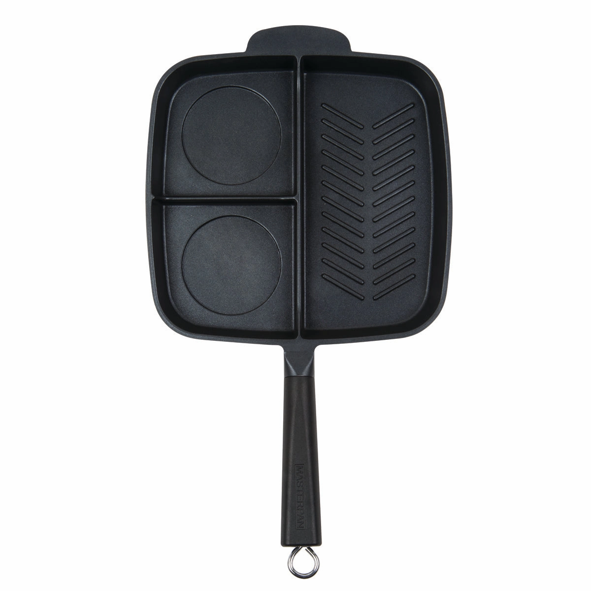 3-Section Non-Stick Cast Aluminum Grill & Griddle Skillet With Bakelite Handle, 11"
