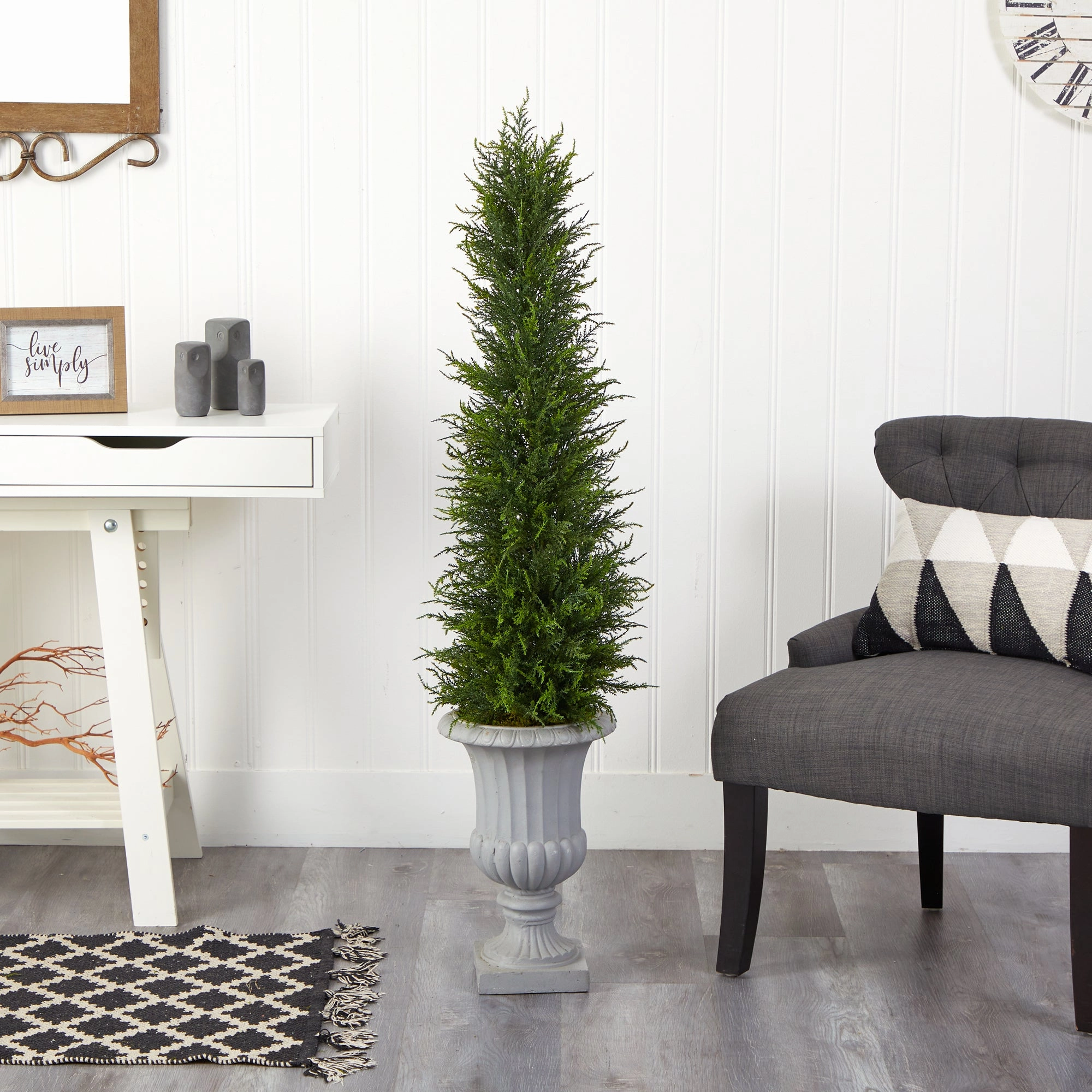 4.5' Cypress Tree in Urn UV Resistant (Indoor/Outdoor)