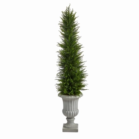 4.5' Cypress Tree in Urn UV Resistant (Indoor/Outdoor) Faux Florals stylish sale