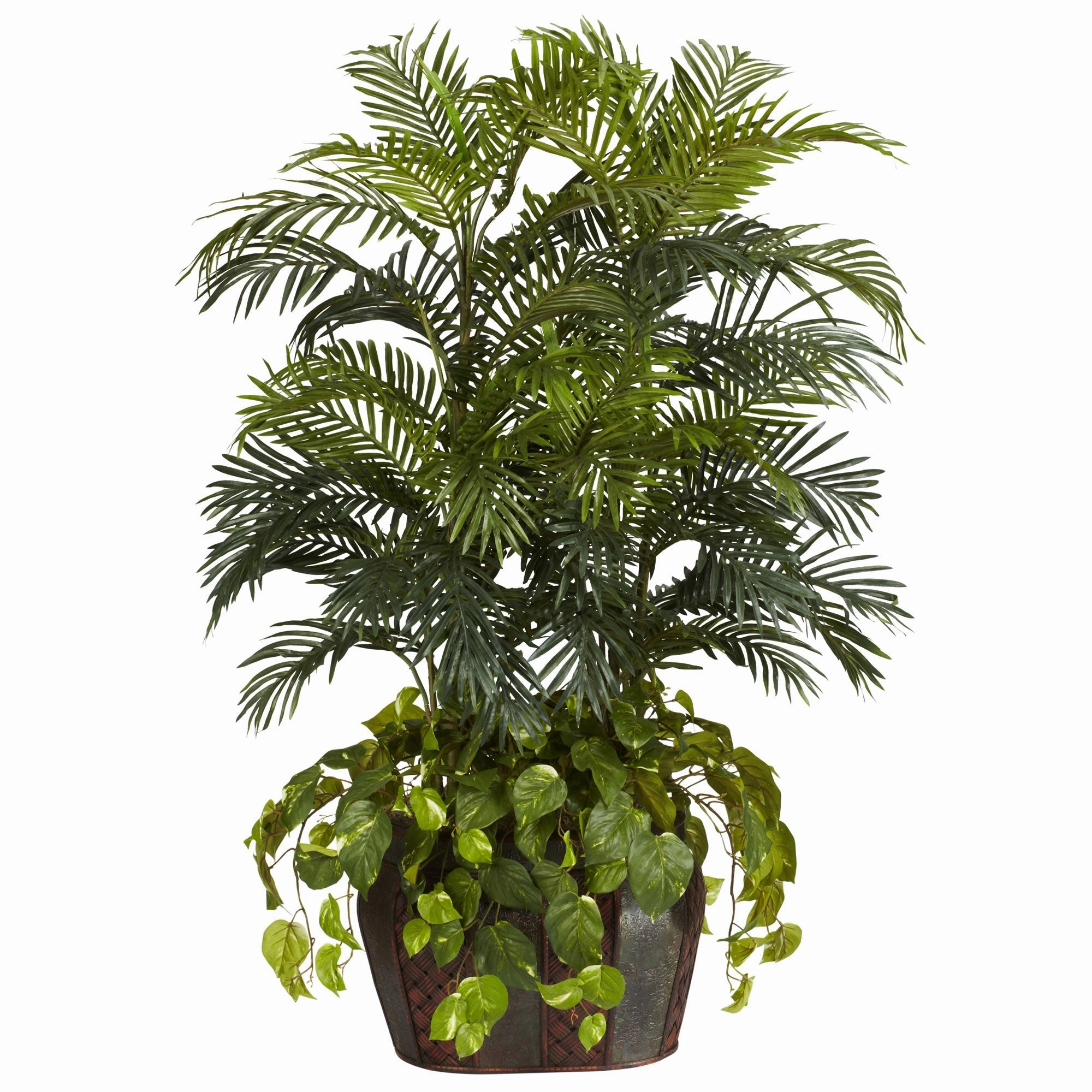 4.5' Double Areca w/Vase & Pothos Silk Plant Faux Florals floral decor outlet