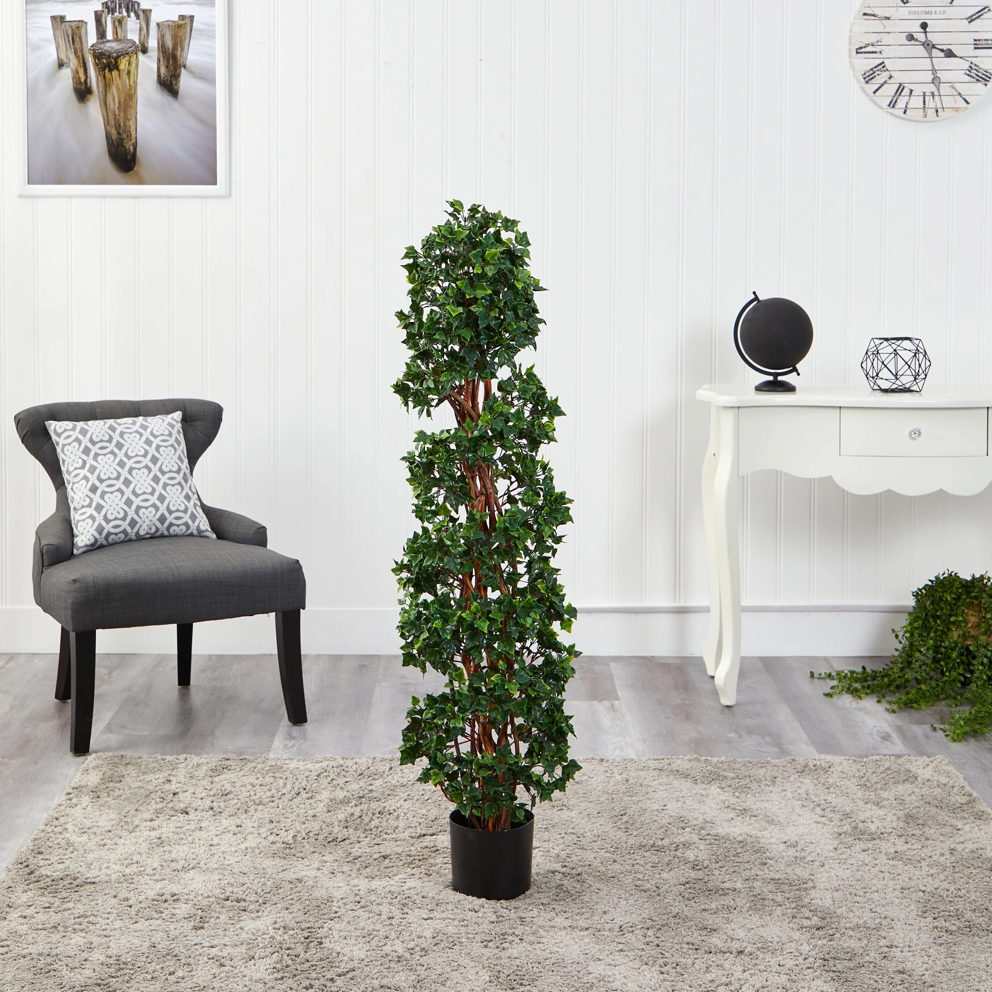 4.5' English Ivy Topiary Spiral Tree UV (Indoor/Outdoor)