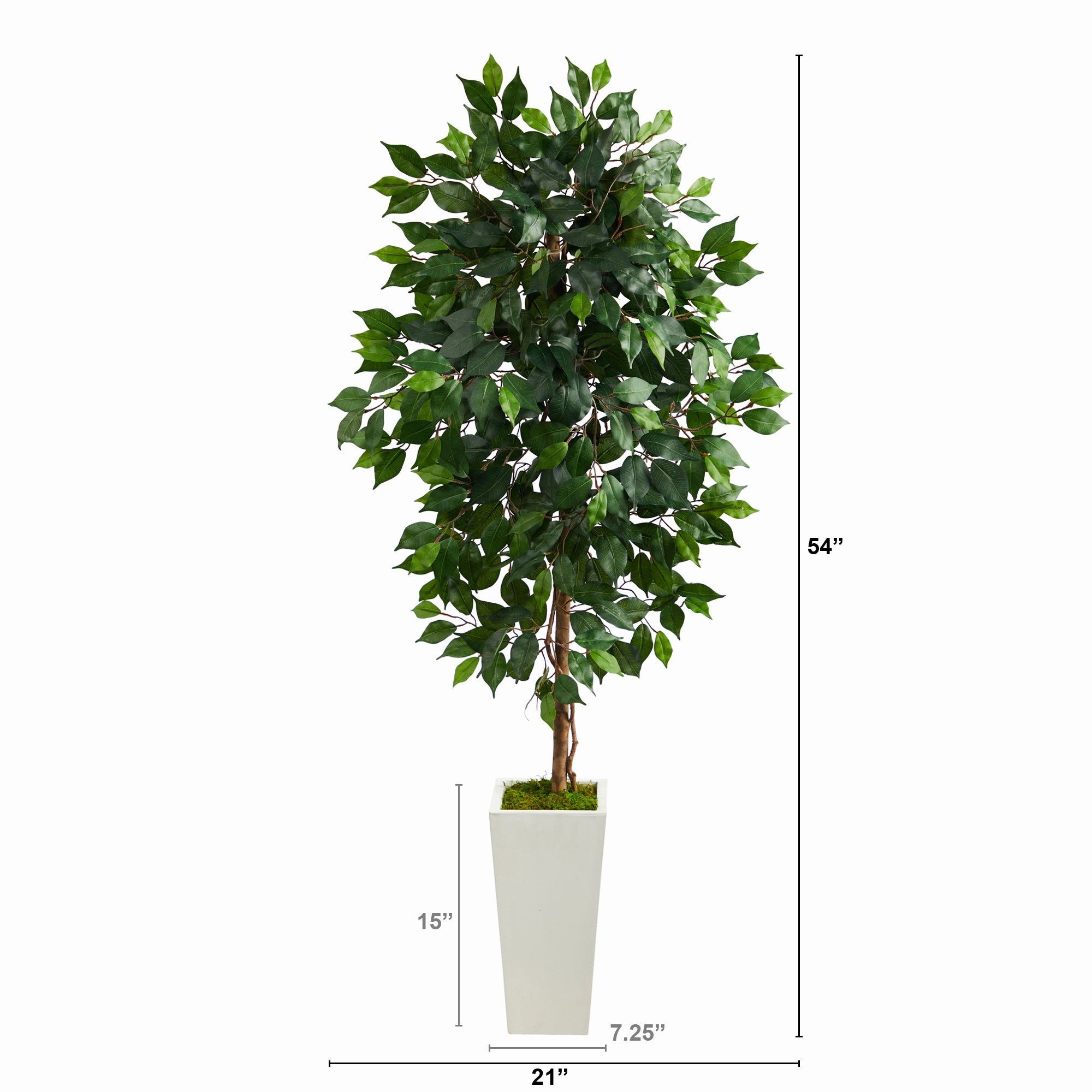 4.5' Ficus Artificial Tree in White Planter