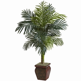 4.5' Golden Cane Palm w/Decorative Container Faux Florals online special