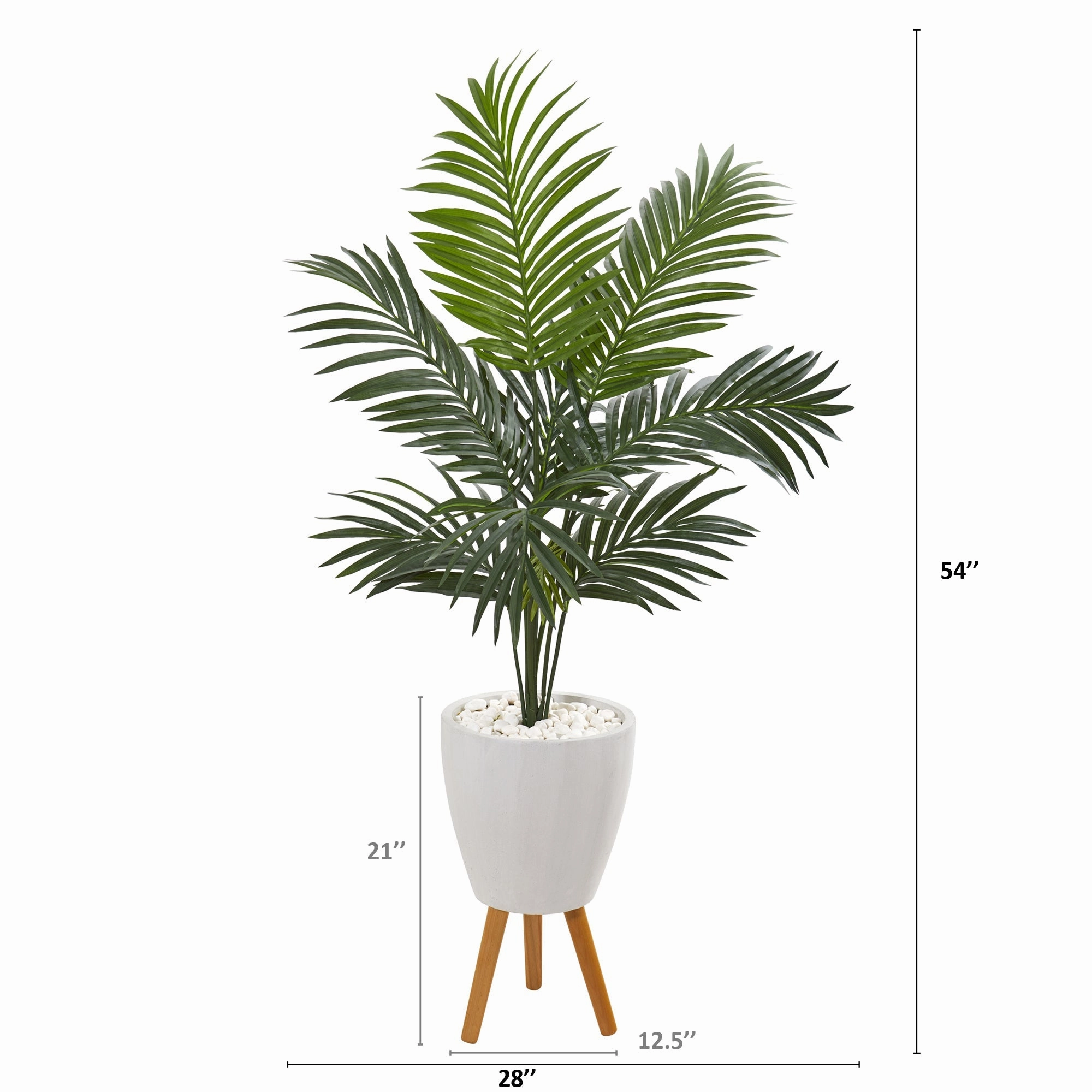 4.5' Kentia Artificial Palm Tree in White Planter with Legs