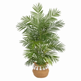 4' Areca Palm w/736 Lvs in Natural Cotton Planter w/Tassels Faux Florals online special