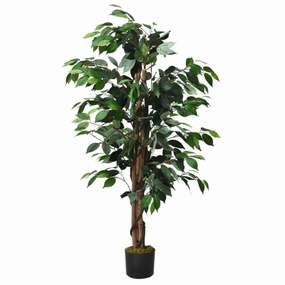4 Feet In/Outdoor Trunks Artificial Ficus Silk Tree Faux Florals home florals discount