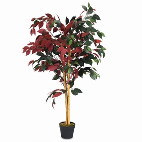 4 Feet Tall Artificial Ficus Tree with Nursery Pot Faux Florals home florals discount