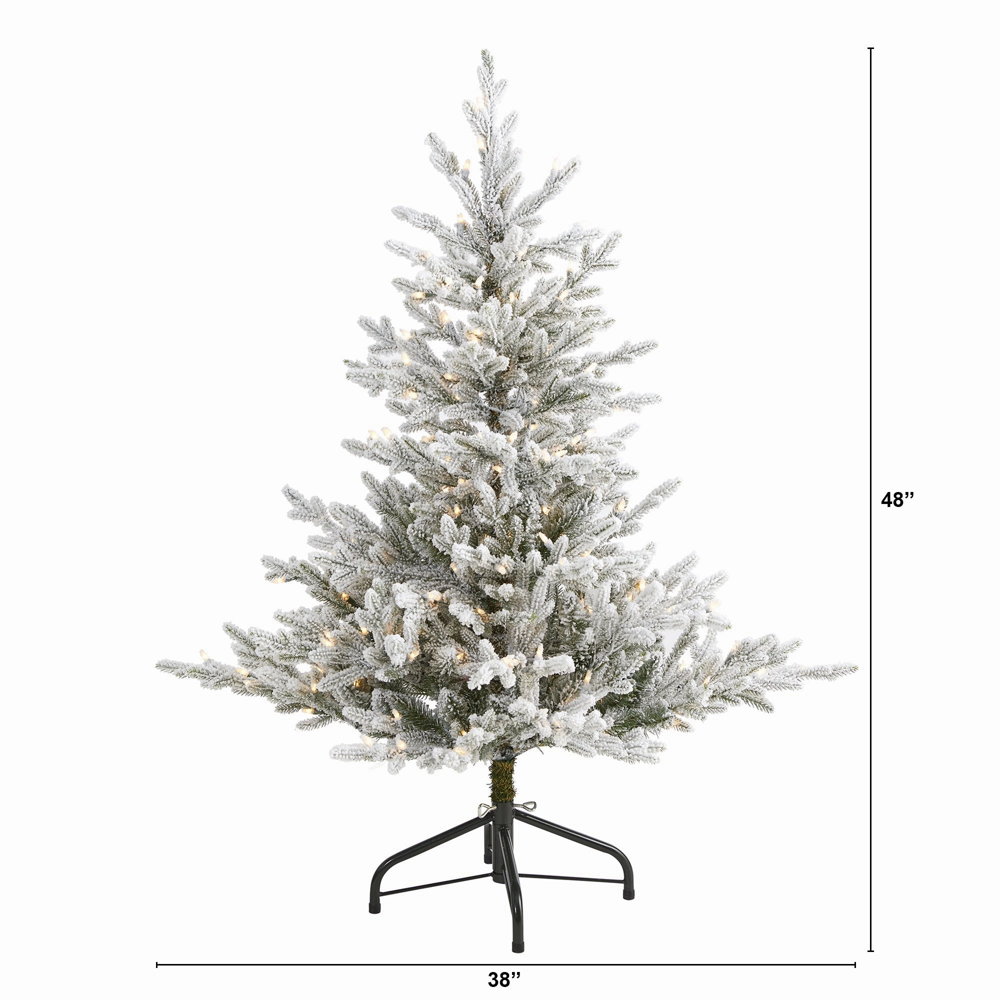 4 Flocked Fraser Fir Xmas Tree w/300 Lights and 967 Tips