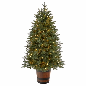 5' Christmas Tree w/200 LED Lights, 497 Lvs in Planter Faux Florals home florals discount