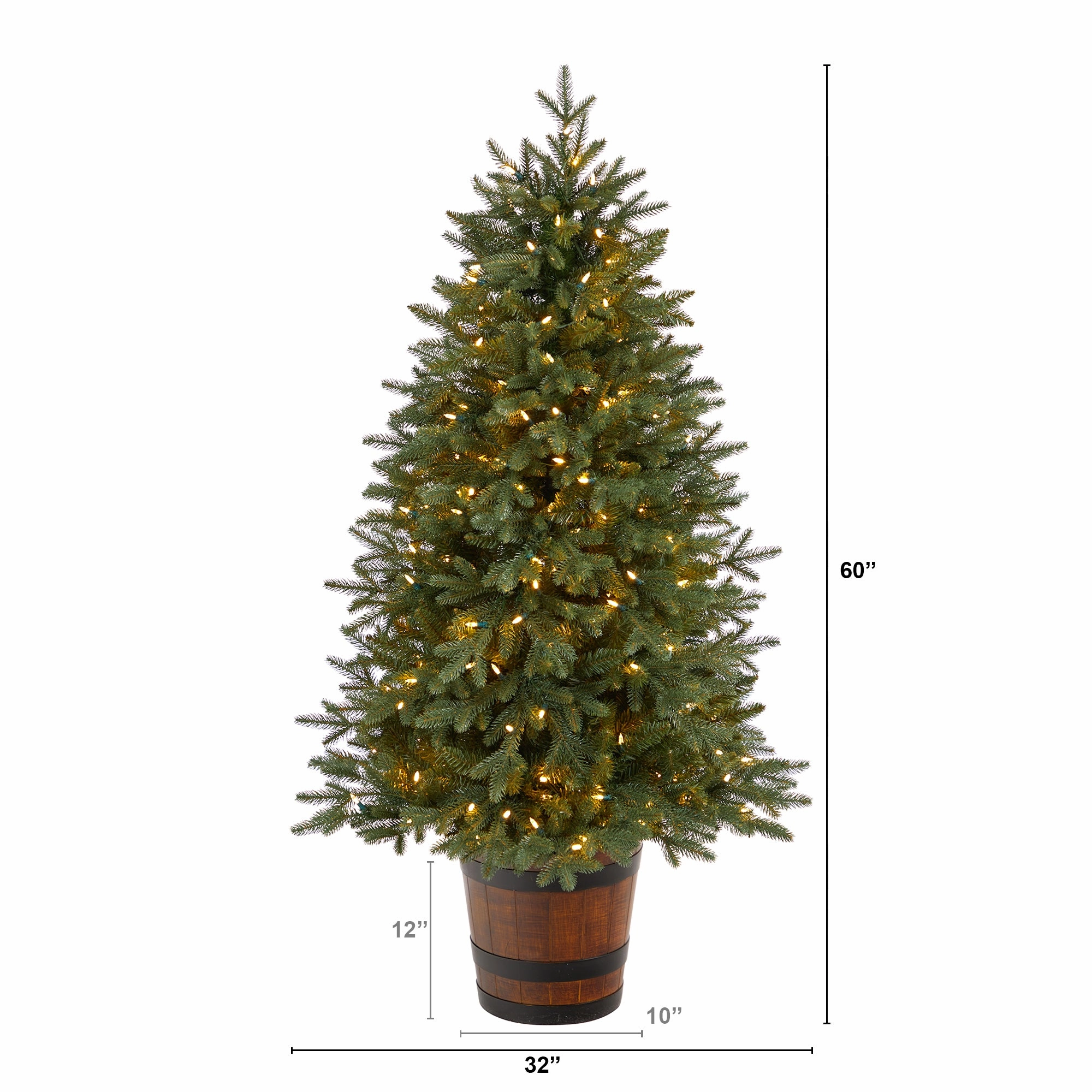 5' Christmas Tree w/200 LED Lights, 497 Lvs in Planter