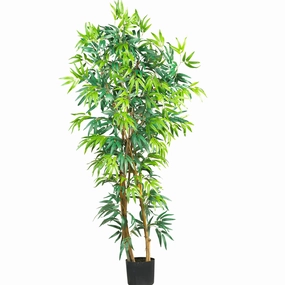 5' Fancy Bamboo Tree w/1300 Lvs Faux Florals best price deals