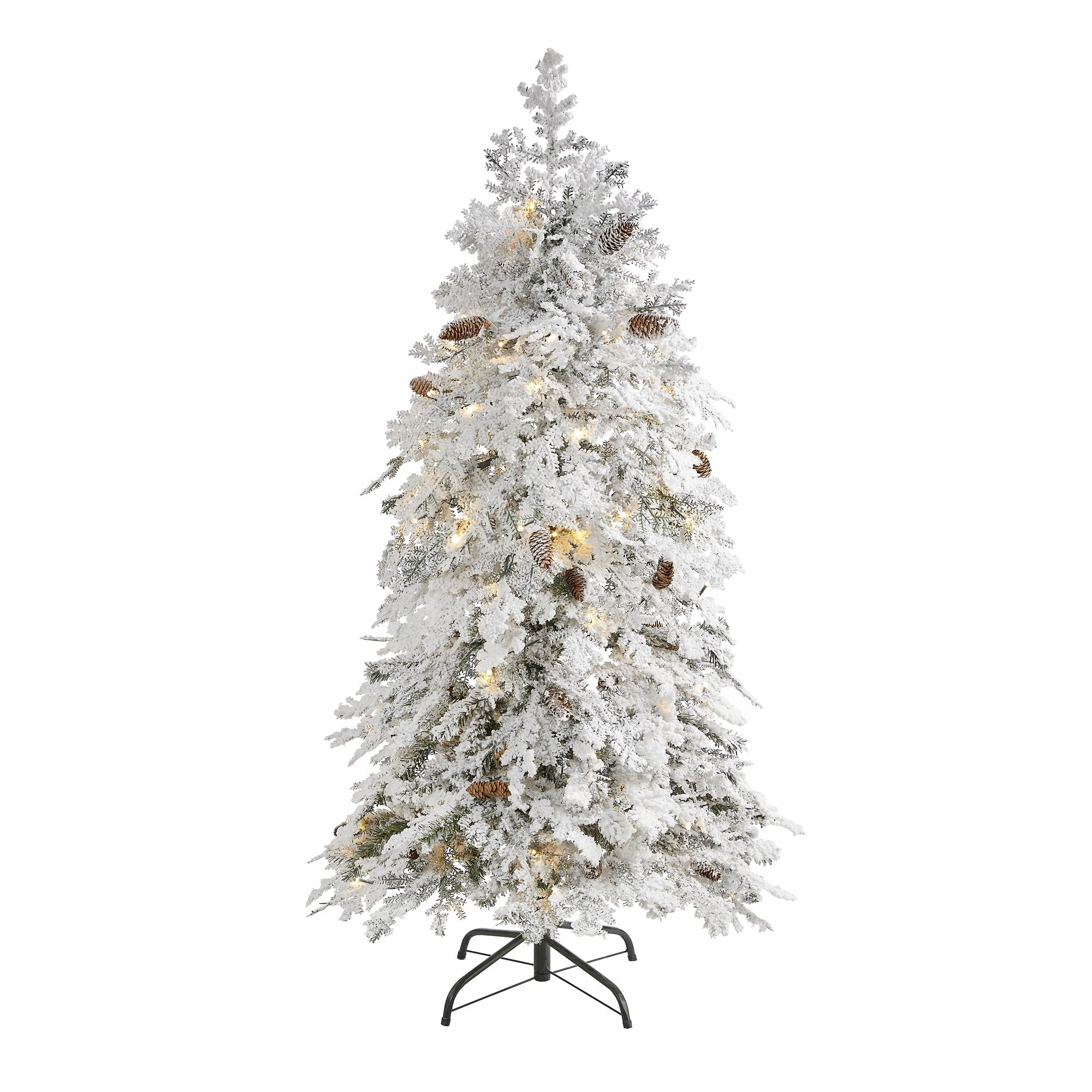 5' Flocked Spruce Christmas Tree with 100 Clear LED Lights Faux Florals best price deals