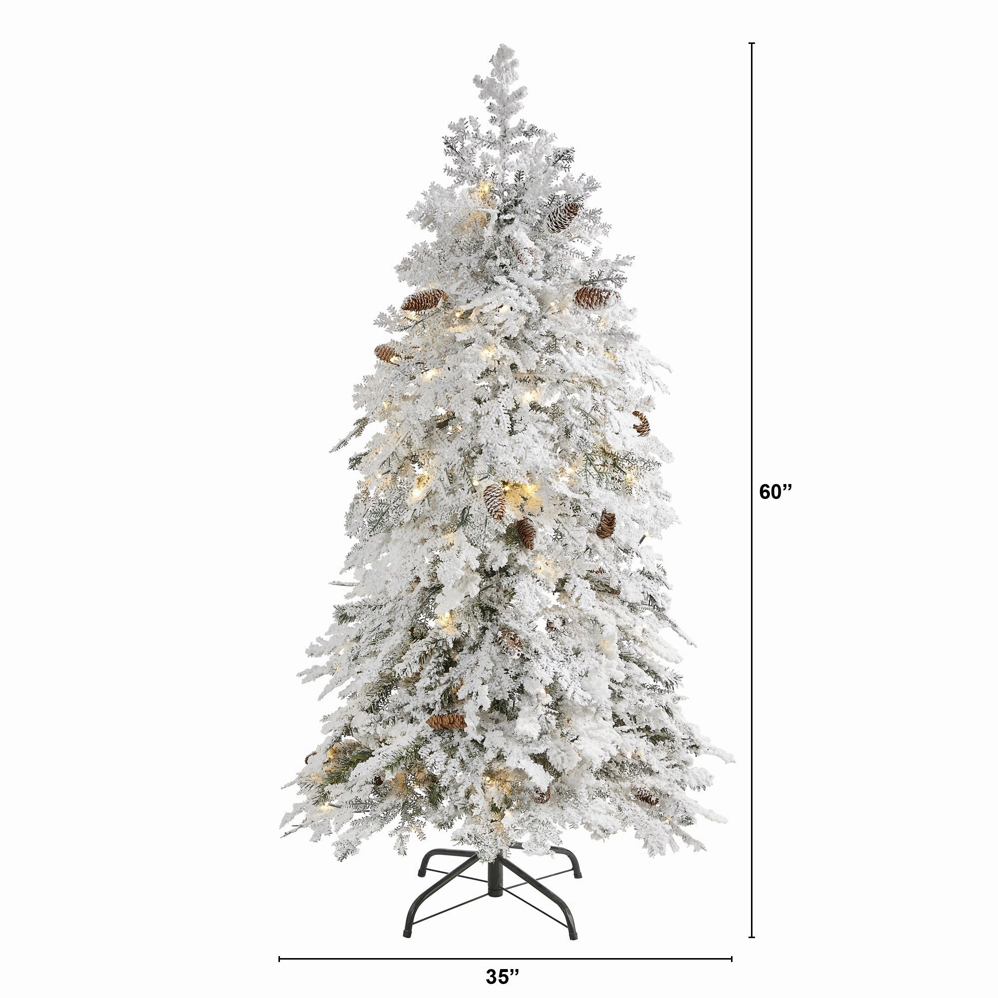 5' Flocked Spruce Christmas Tree with 100 Clear LED Lights