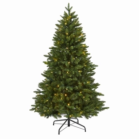 5' New Hampshire Fir Christmas Tree w/150 LED and 652 Tips Faux Florals best price deals