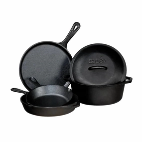 5-Piece Cast Iron Cookware Set with Dutch Oven Griddle and Skillets Made in USA Cookware online kitchen sale