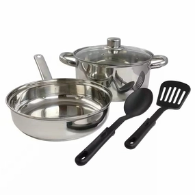 5-Piece Stainless Steel Cookware Set with 4-Qt. Dutch Oven Saucepan and Spatula Cookware hot cookware outlet