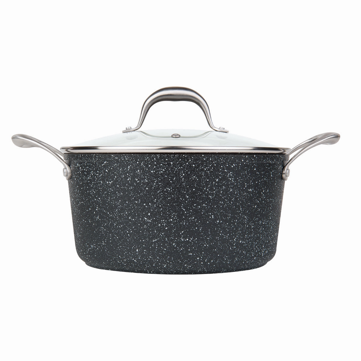5 Qt. Stock Pot With Glass Lid Non-Stick Cast Aluminum Granite Look Finish, 9.5"