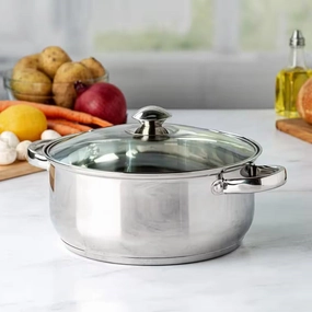 5-Quart Stainless Steel Dutch Oven with Glass Lid Cookware online kitchen sale