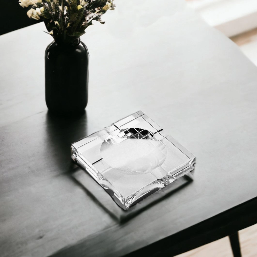 5" Clear Crystal Square Cigar Ash Tray