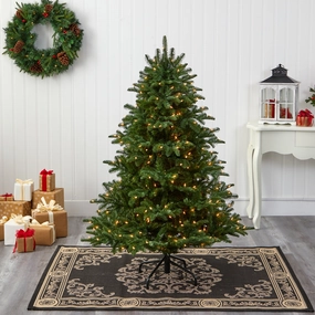 5 South Carolina Spruce Xmas Tree w/300 Lights and 1370 Tps Faux Florals cheap bouquet decor