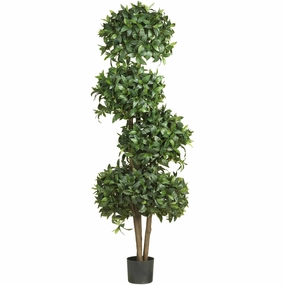 69" Sweet Bay Topiary w/4 Balls Tree w/2664 Lvs Faux Florals home florals discount