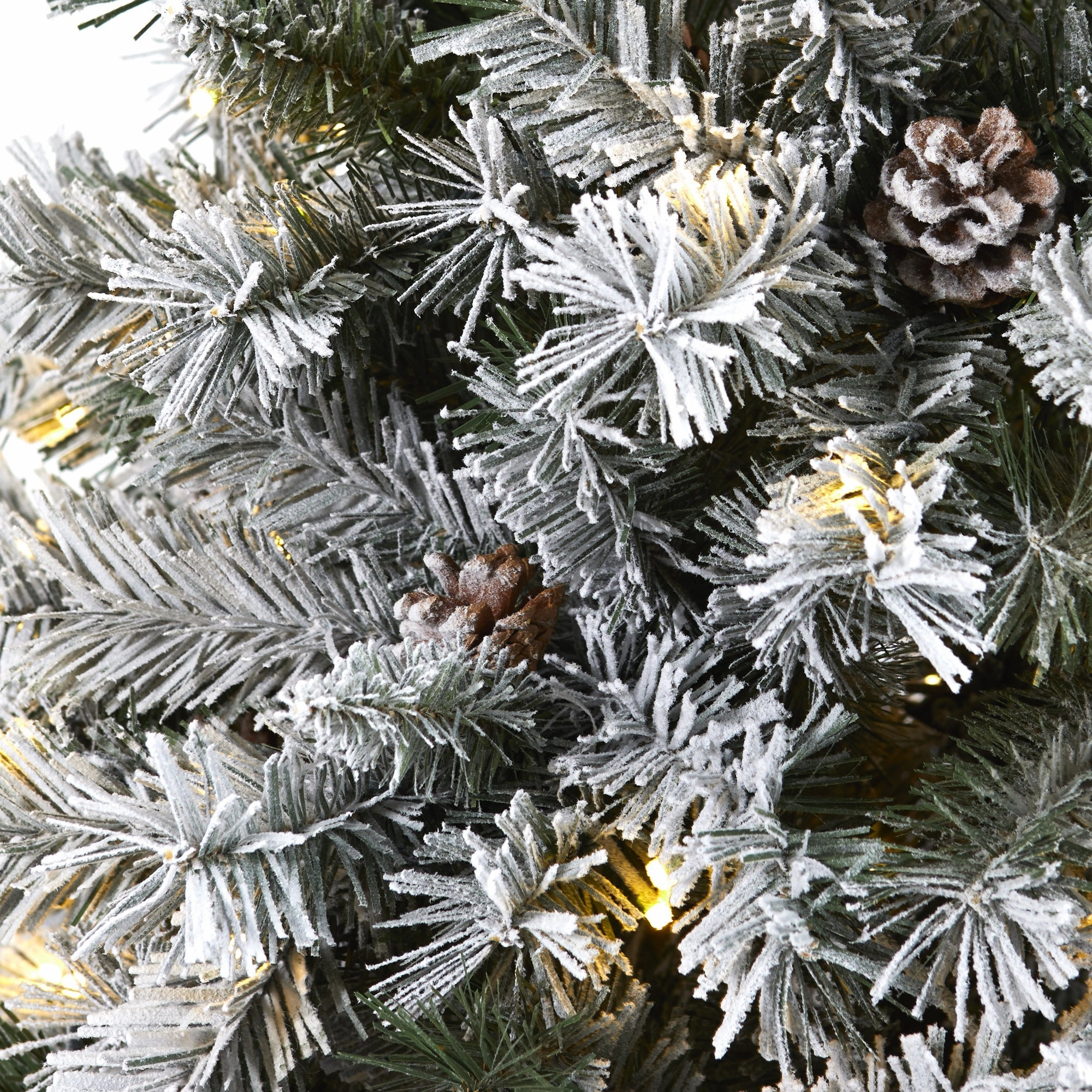 6' Flocked White Christmas Tree w/Pinecones 250 LED 628 Tips