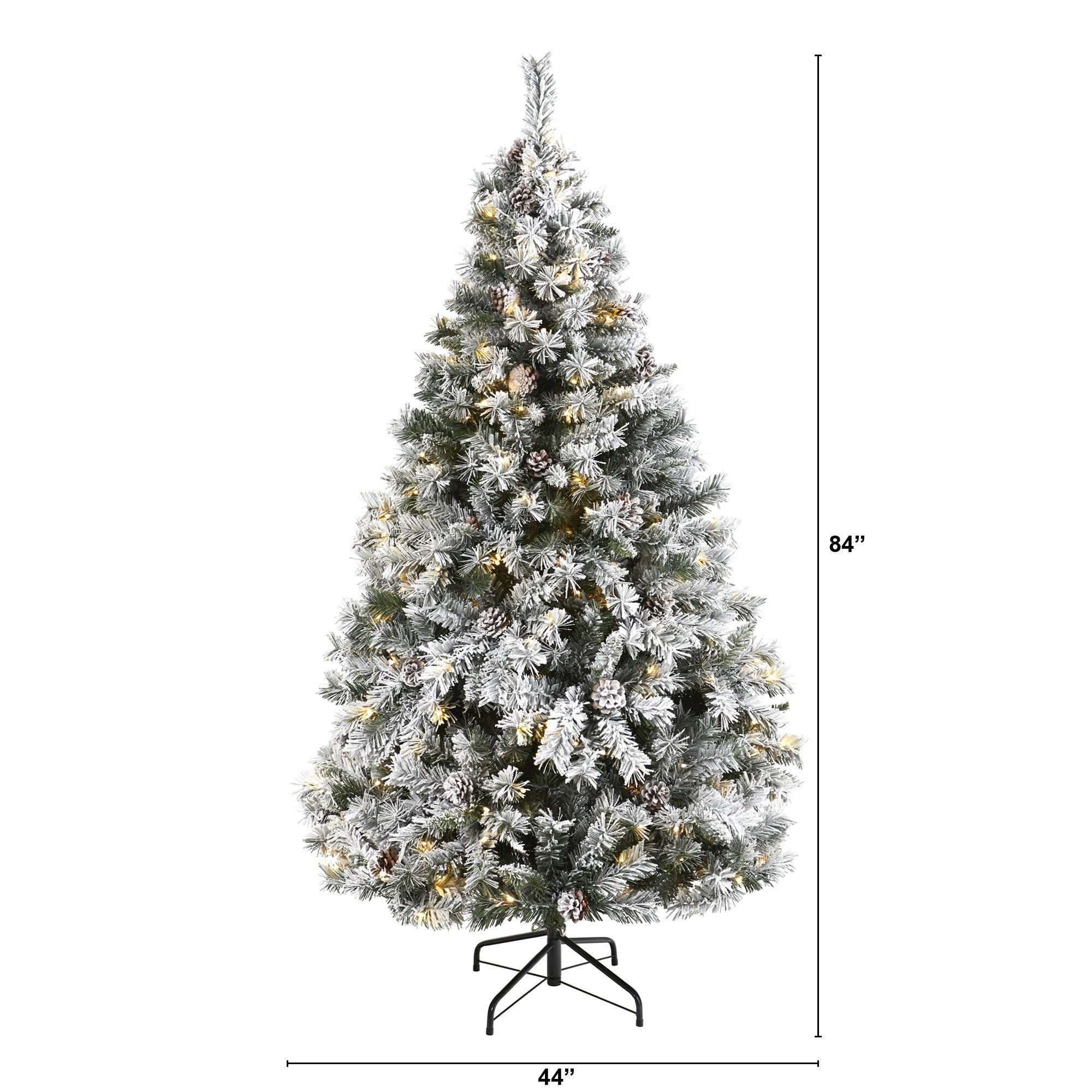 6' Flocked White Christmas Tree w/Pinecones 250 LED 628 Tips