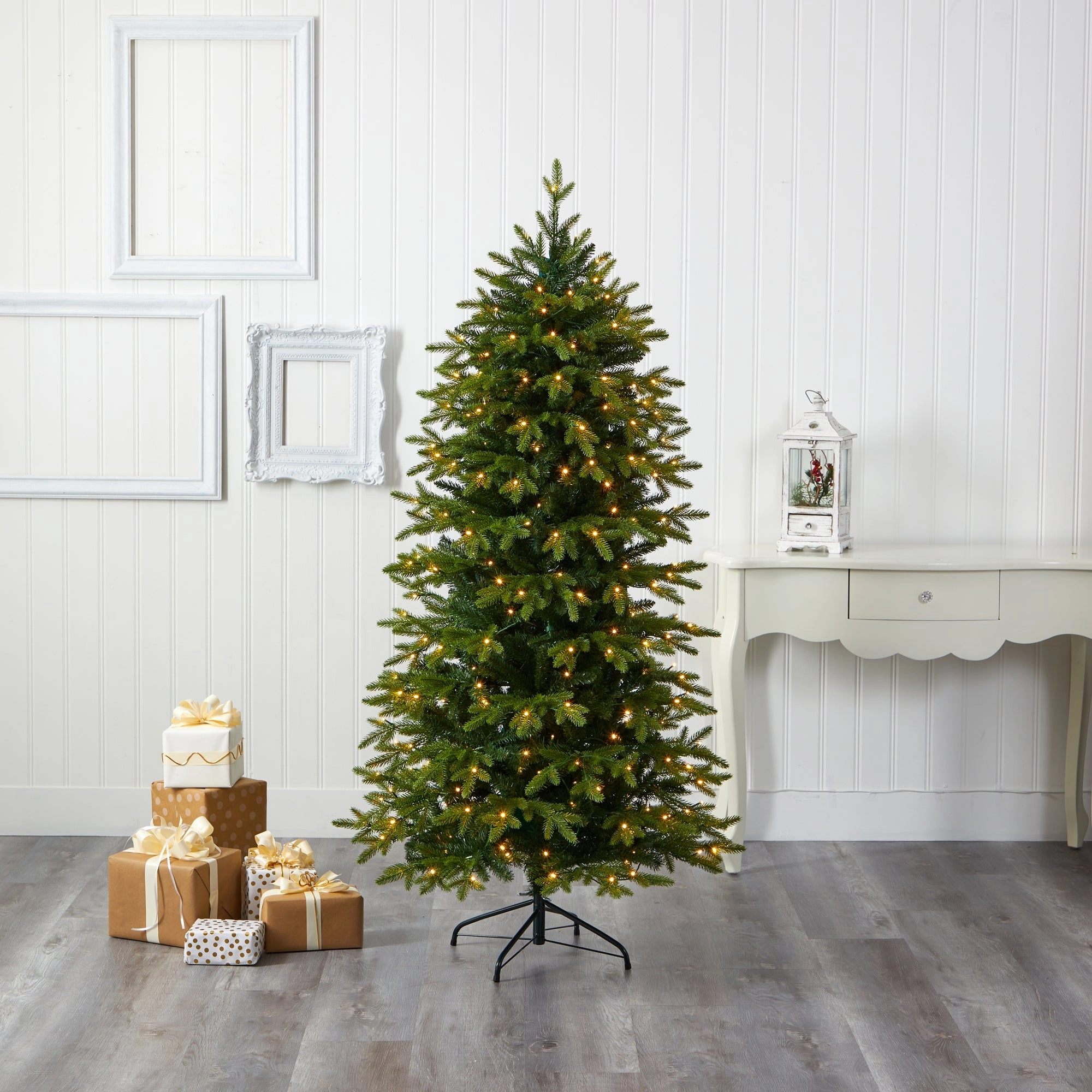 6 Belgium Fir Christmas Tree with 300 Clear LED Lights Faux Florals online special