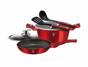 6-Piece Cookware Set Burgundy Collection Cookware holiday sale